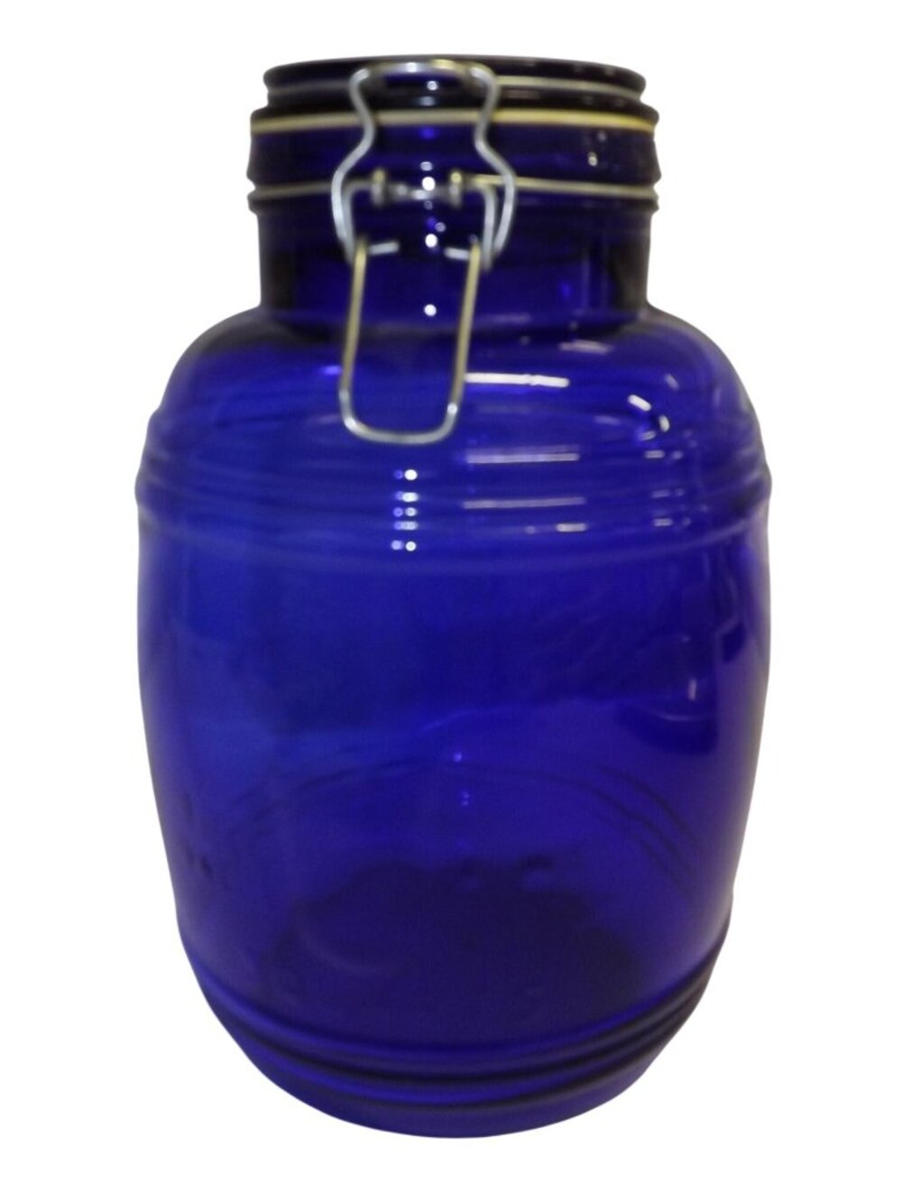 Cracker Barrel Style Cobalt Style Glass 3QT Cookies Flour Sugar Canister Jar